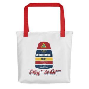Key West Southernmost Point Buoy Tote Bag Red
