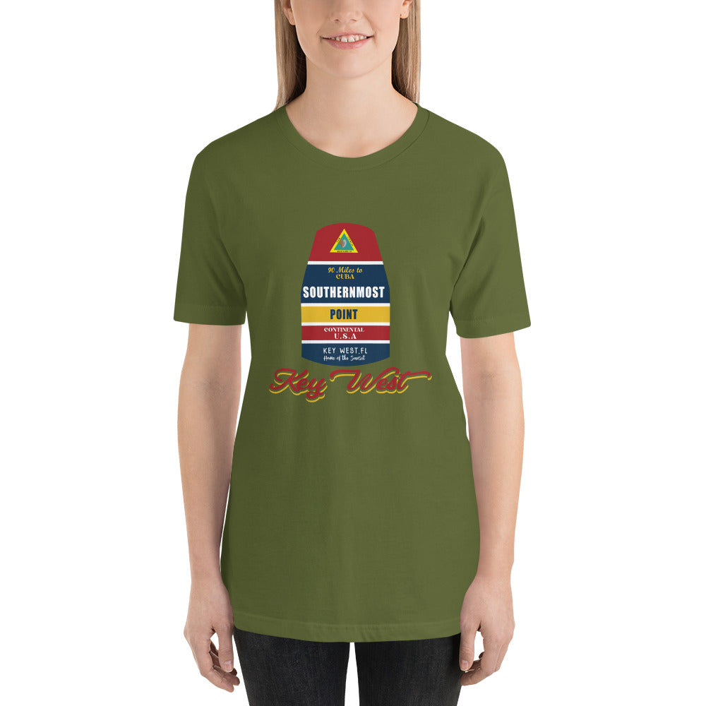 Key West Southernmost Point T-shirt for Women Army Green